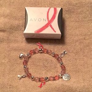 Avon Beaded Breast Cancer Crusade Bracelet with charms, New